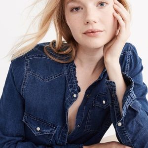 AF Ruffle Collar Denim Shirt